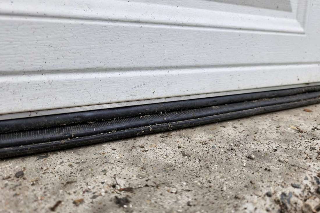 Garage door weather seal close-up